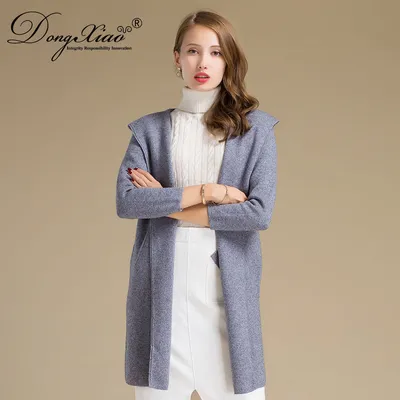 Thick Jacquard Knitting Sweater Women Long Cardigan with Hood 1