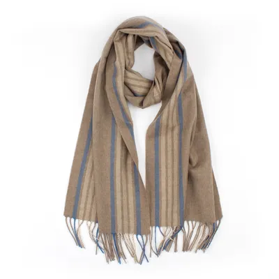 Winter Warm Stripe Pattern Cashmere Scarf for Men 1