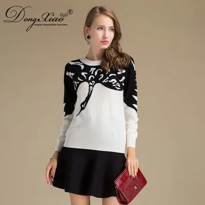 OEM Service Ladies Jacquard Knitting Cashmere Wool Sweater 1