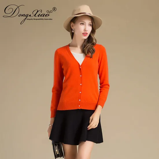 Short Knitted Button Cashmere Cardigan Sweater Women 1