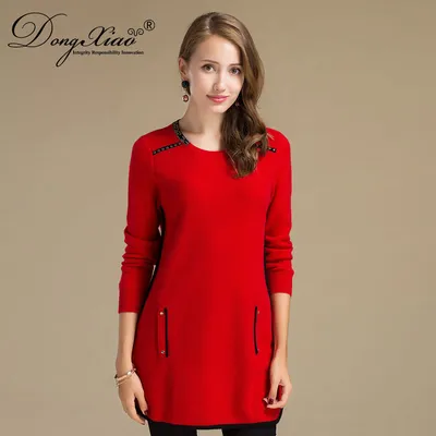 Round Neck Women Cashmere Wool Long Sweater Design 1