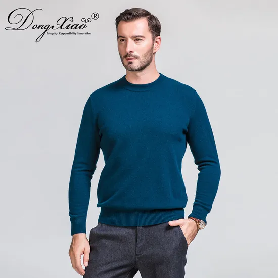 High Quality Round Neck Men Cashmere Sweater with Elbow Patches 1