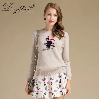 Hot USA Style 100 Cashmere Intarsia Skier Sweater for Lady 1