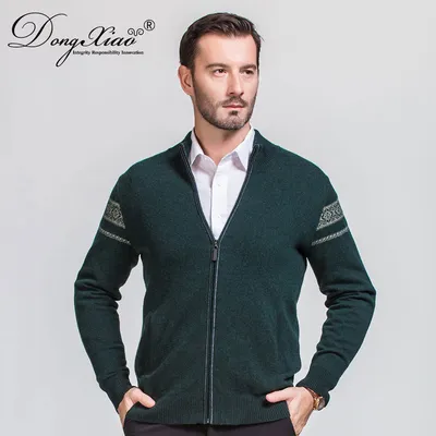 Wool Cashmere Blended Zipper Sweater Men s Cardigan Sweater 1
