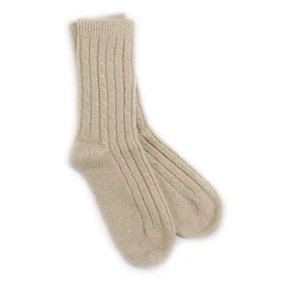 Thick Winter Ladies Cable Pure Cashmere Socks 1