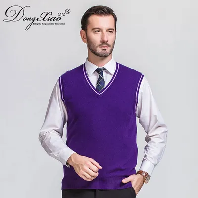Pure Cashmere Sleeveless Suit Sweater Vest for Men on Sale 1