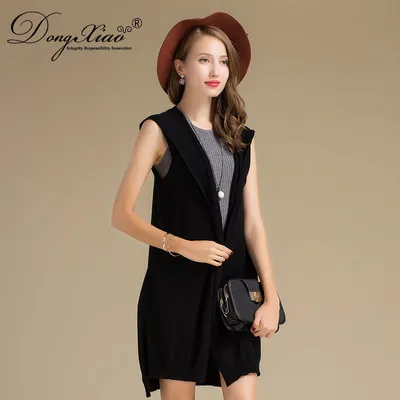 Autumn Women Sleeveless Sweater Cashmere Hooded Cardigan 1