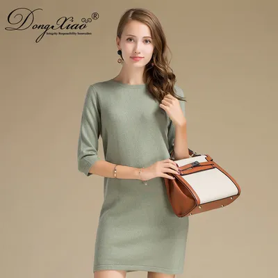 Half Sleeve Plain Knit Super Soft 100 Cashmere Dress Pullover 1