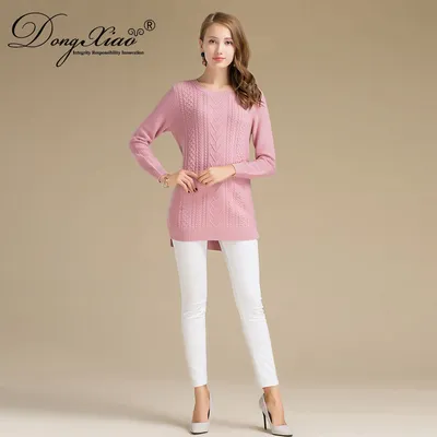 2020 Fashion Style Cable Knitted Cashmere Women Sweaters 1