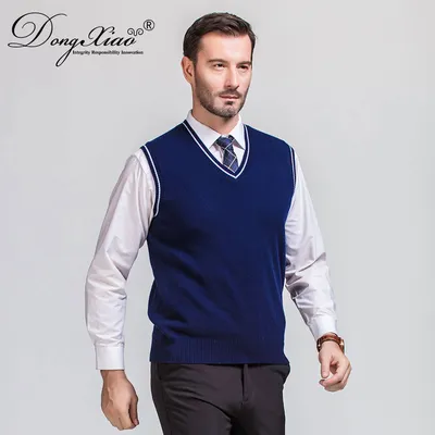 Custom School Uniform Wool Cashmere Sweater Vest for Boys 1
