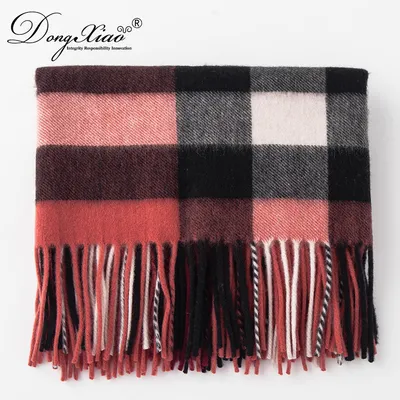 Fashion Checked Woven Warm Scarf with Tassels 1